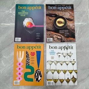 Bon Appétit 4 Magazine Bundle - Cooking Food Recipes Cocktails Travel Art Design